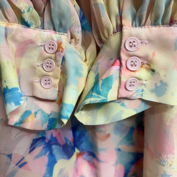 NWT Eloquii Spring Pastel Bridgerton Selkie Floral Puff Sleeve Maxi Dress 18 - Picture 8 of 13